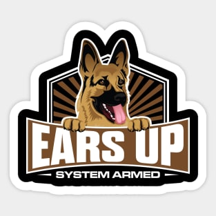 'Ears Up System Armed' Dog German Shepherd Sticker